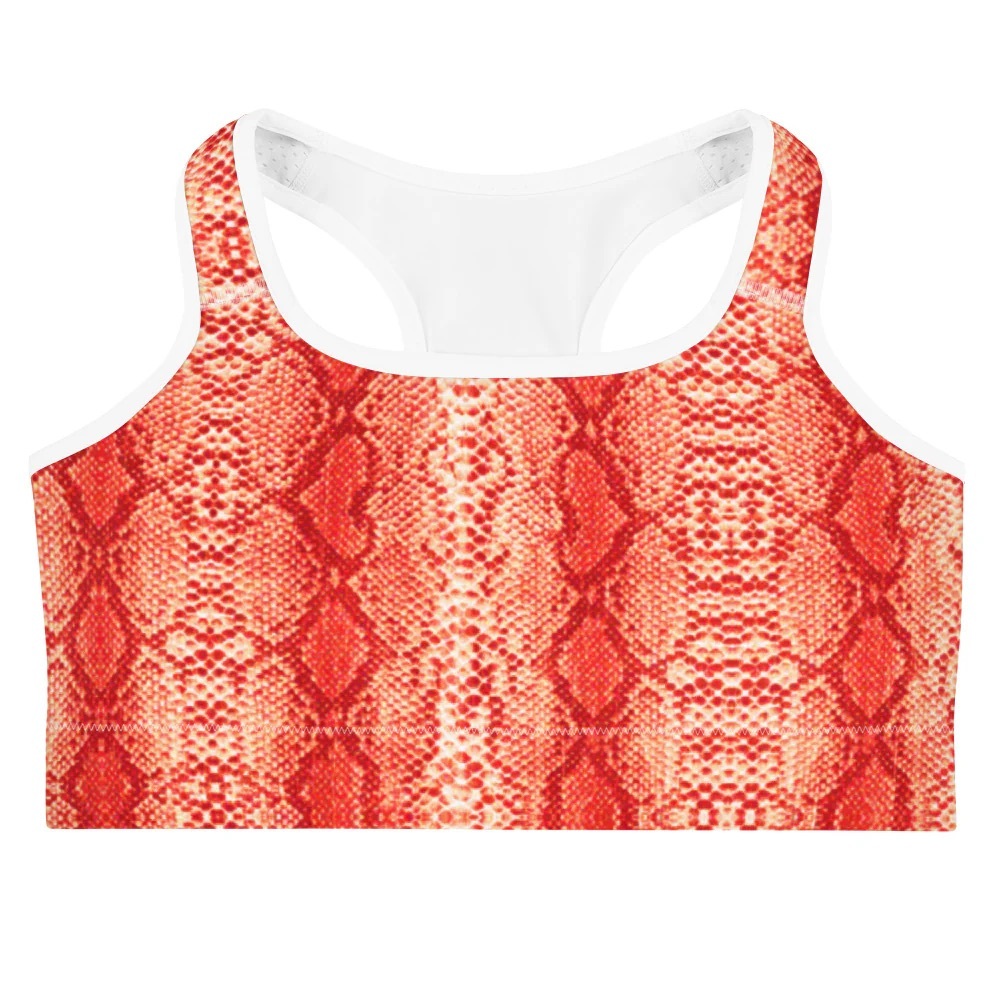 Zoezi Sport Orange Snake Print Racerback Sports bra - M